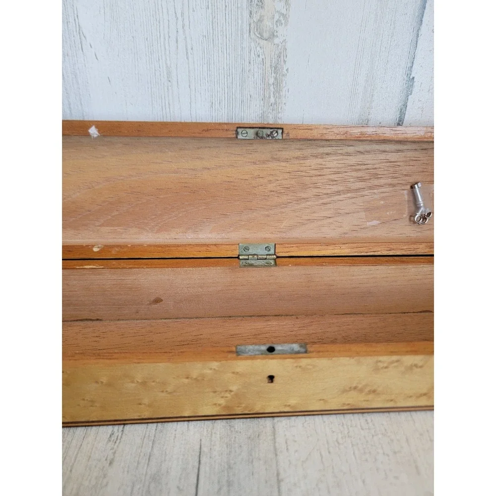 Vintage long lock key flute instrument‎ hinged wooden unique home decor